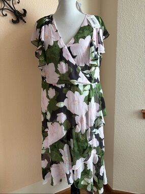 Estelle Morning Glory Dress Floral Midi Dress Sz 1X/16W New